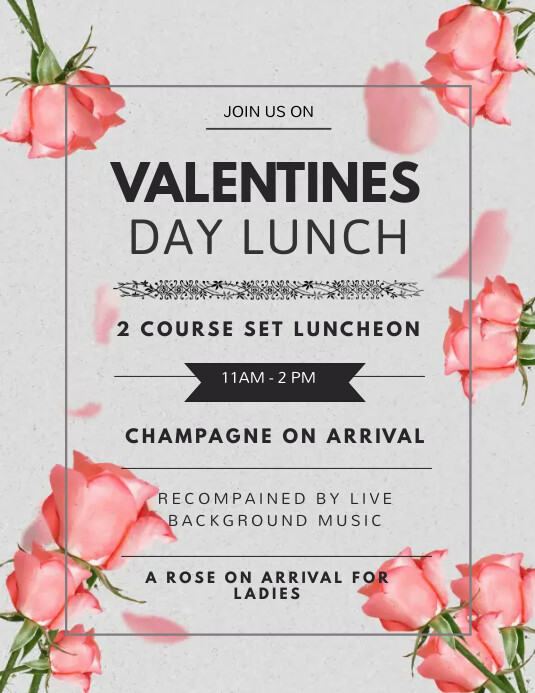 Elegant Valentines Lunch Flyer Template Ulotka (US Letter)