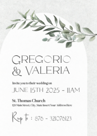 Elegant Watercolor Arch Wedding Invitation - Modern Botanical A6  Wedding invite Instagram Story Ad template