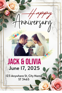 Elegant Wedding Anniversary Poster Template – Perfect for Greeting Cards & Invitations (1)