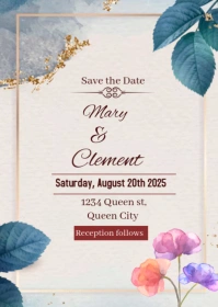 Elegant wedding card design A6 template