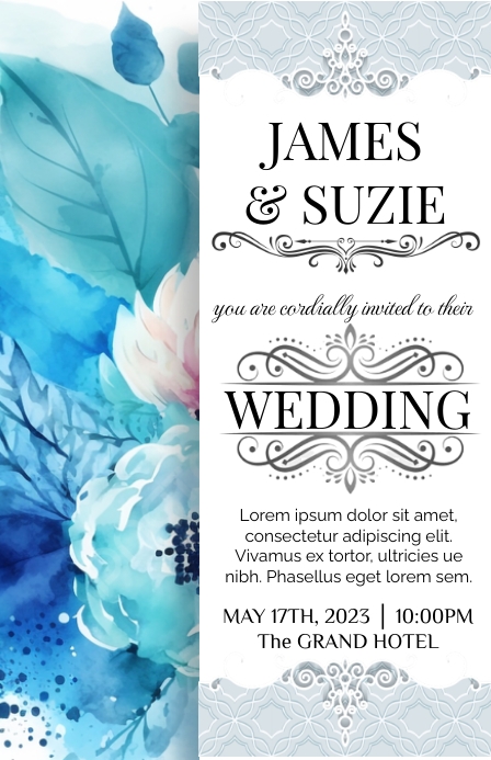 ELEGANT WEDDING INVITATION Halfbladsy Breed template