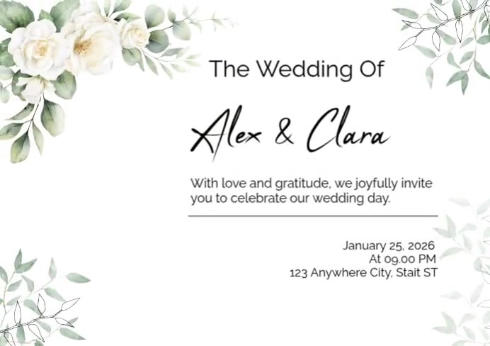 Elegant Wedding Invitation Template | PosterMyWall