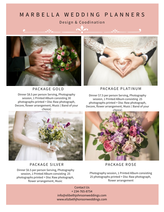 Modele Brochure De Planificateurs De Mariage Elegant Flyer Postermywall