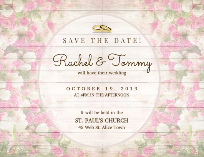 Elegant Mariage Enregistrer La Modele De Carte De Date Postermywall