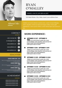 elegant white and gold and grey colors cv res A4 template