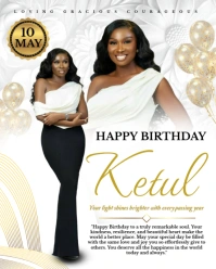 Elegant white and gold birthday greeting card design Instagram Portrait template