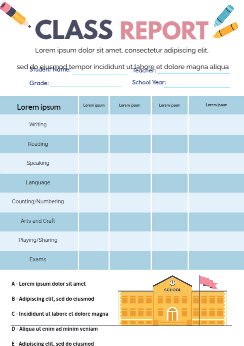 Elementary Report Card Template | PosterMyWall