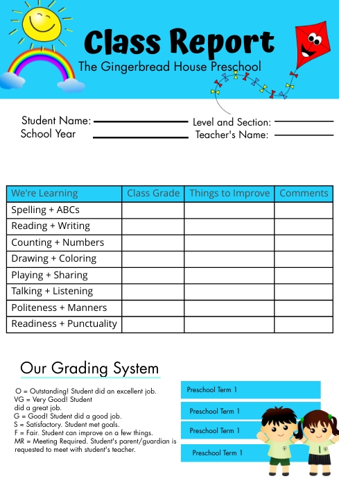 Elementary School Report Card Template | PosterMyWall