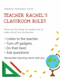 Elementary School Rules Poster Template Printable Ulotka (US Letter)