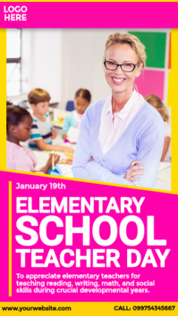 Lyserød Elementary School Teacher Day Instagram Story Template