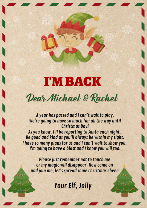 Elf Arrival Note Template PosterMyWall