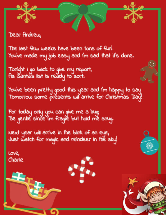 Elf Good bye letter Flyer (US Letter) template