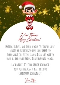 Elf on The Shelf Christmas letter Template A4