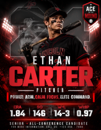 Noir Baseball Player Promotion Pamflet Template