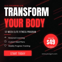 Negro Fitness Program Promotion Сообщение Instagram Template