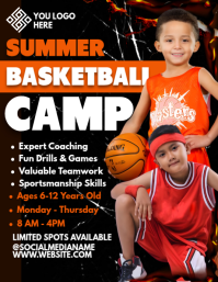 elite kids summer basketball training camp Flyer (format US Letter) template