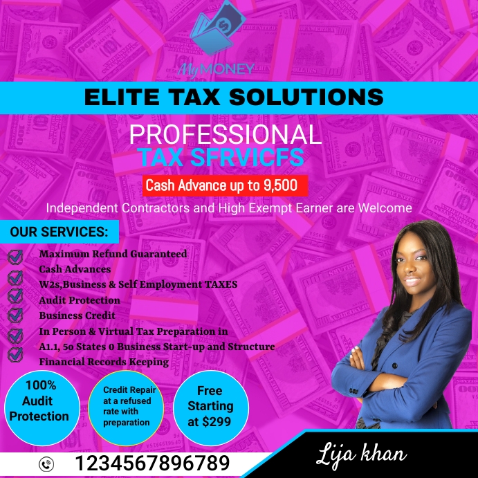 ELITE TAX SOLUTION FLYER Publicação no Instagram template