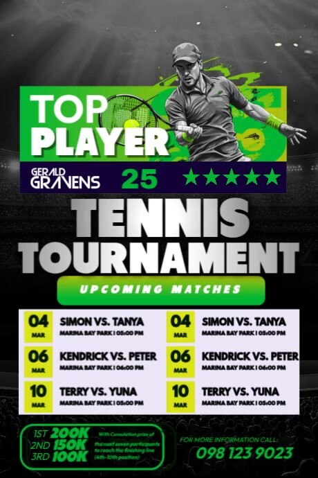 Elite Tennis Match Competition Poster template