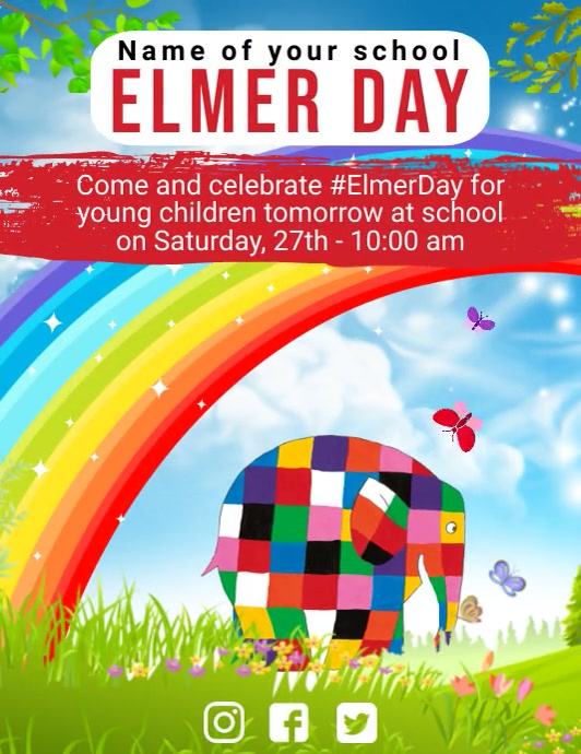 Elmer Day, Kids School activity Flyer template