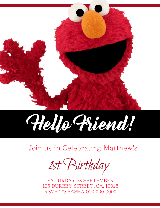 Elmo Birthday Party Invitation Template Postermywall