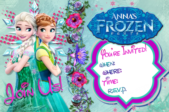 Elsa Anna Frozen Disney Princess Sisters Party Girls Invite โปสเตอร์ template