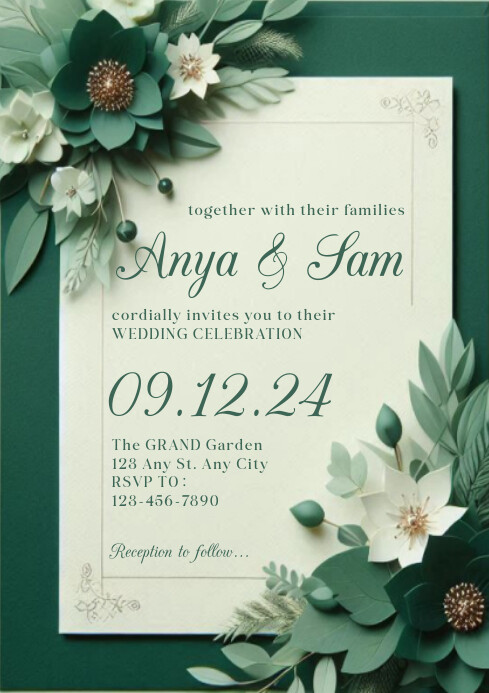 emerald green wedding invitation Template PosterMyWall emerald green wedding invitation Template PosterMyWall