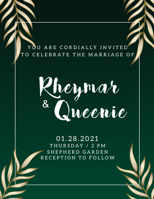 Emerald wedding invitatation theme Iflaya (Incwadi ye-US) template