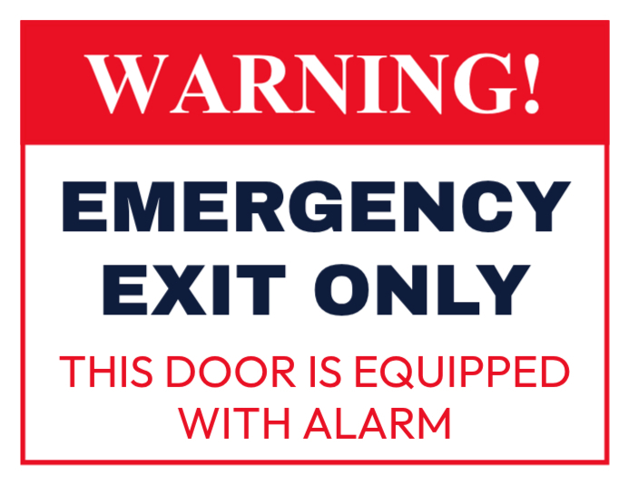 Plantilla de Emergency Exit Only Warning Sign Door Equipped with Alarm ...