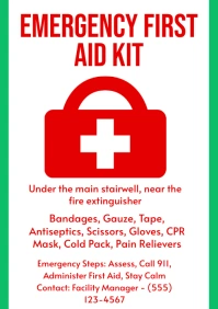 Emergency first aid kit sign A4 template