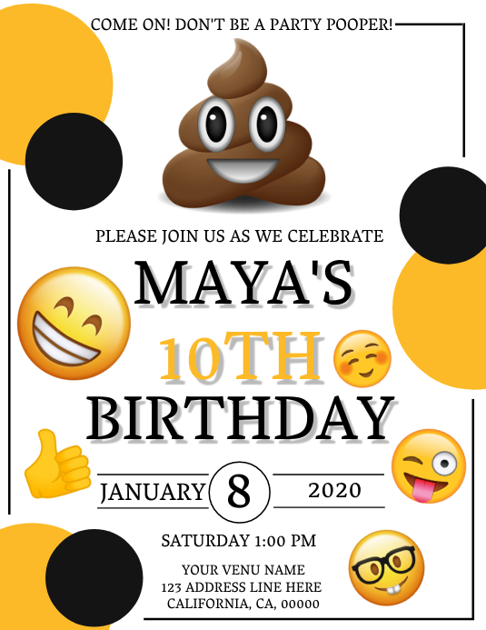 Emoji Anniversaire Invitation Modele Postermywall Emoji Anniversaire Invitation Modele Postermywall