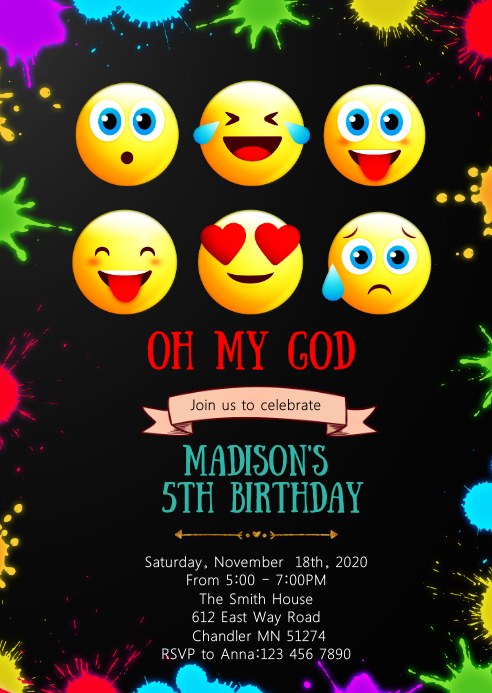 Modele Emoji Anniversaire Invitation Postermywall Modele Emoji Anniversaire Invitation Postermywall