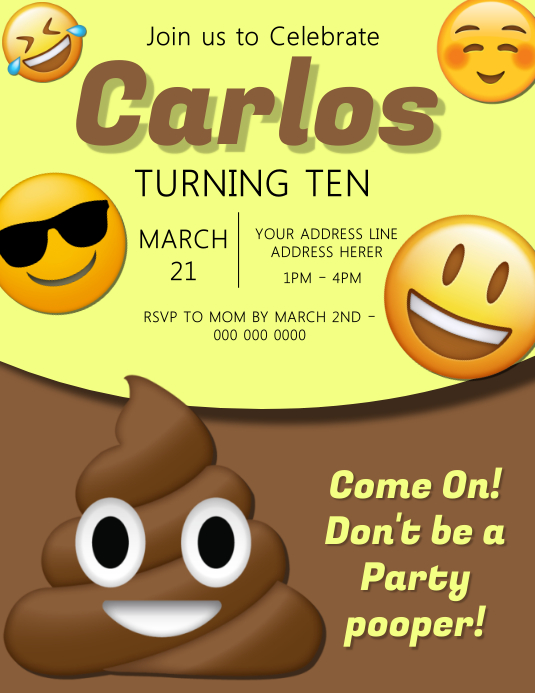 Emoji Kids Party Invitation Template Postermywall