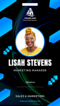 Black Employee name label tag identity badge staff id card identification editable printable template Business Card
