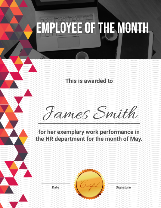 Image 8 for Employee Of The Month Certificate Templates