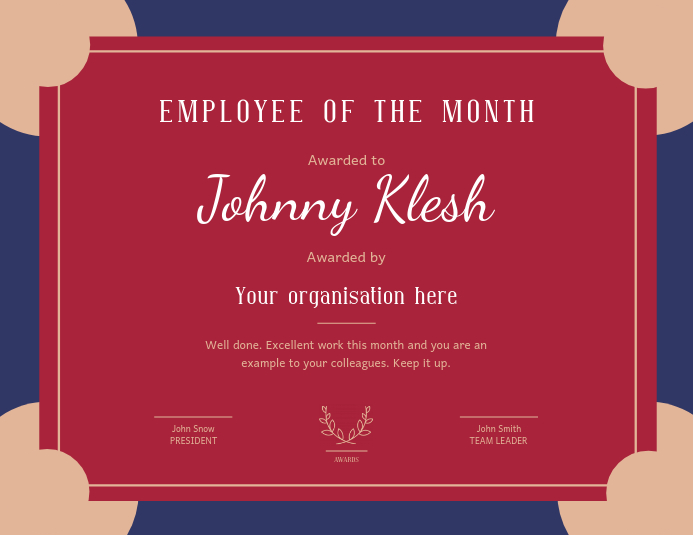 Employee of the month Landscape Certificate Folder (US Letter) template