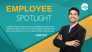 Turquoise Employee Spotlight Blog Header post Blog overskrift Template