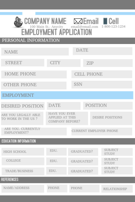 Printable Employment Application
