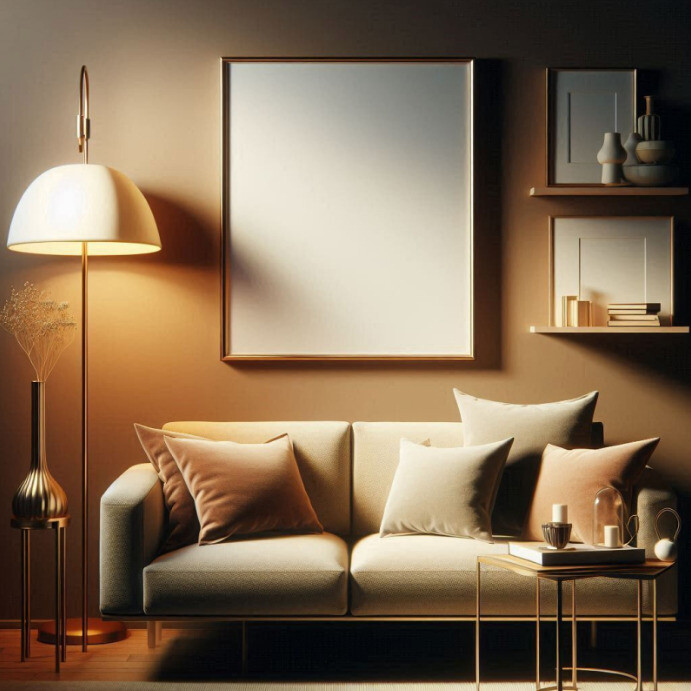Empty Photo Frame Mock Up with Blank Wall Background Instagram Post template