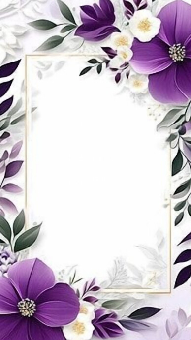 Empty purple Floral Wedding Invitation Card Background A4 Ecrã digital (9:16) template