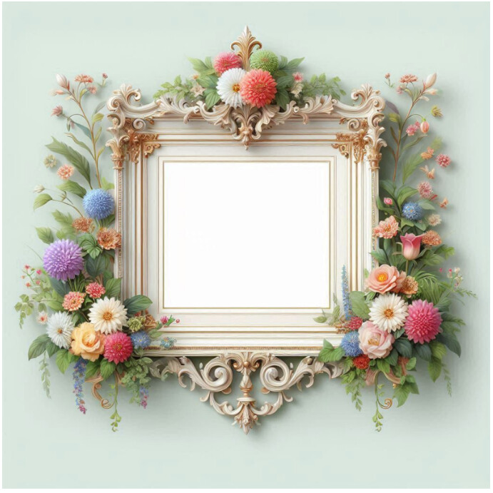 Copy of Empty Vintage flower frame | PosterMyWall