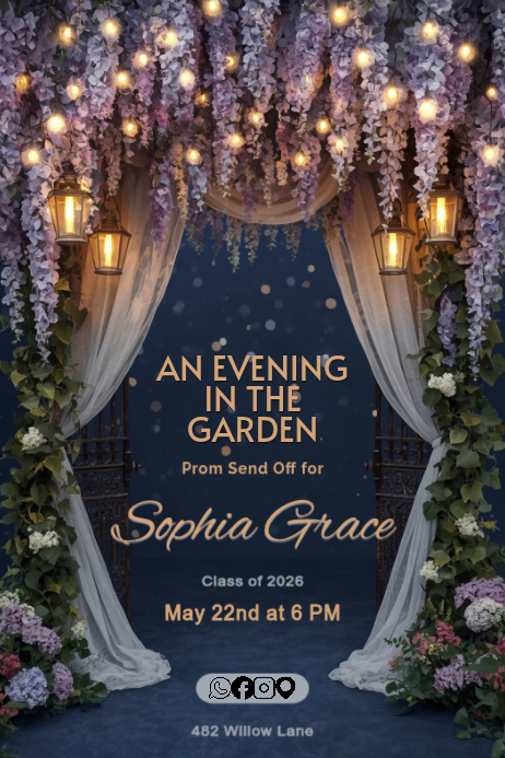 Enchanted garden string lights prom send off poster Template | PosterMyWall