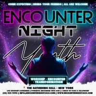 Encounter Night Neon Youth Flyer Instagram Post template