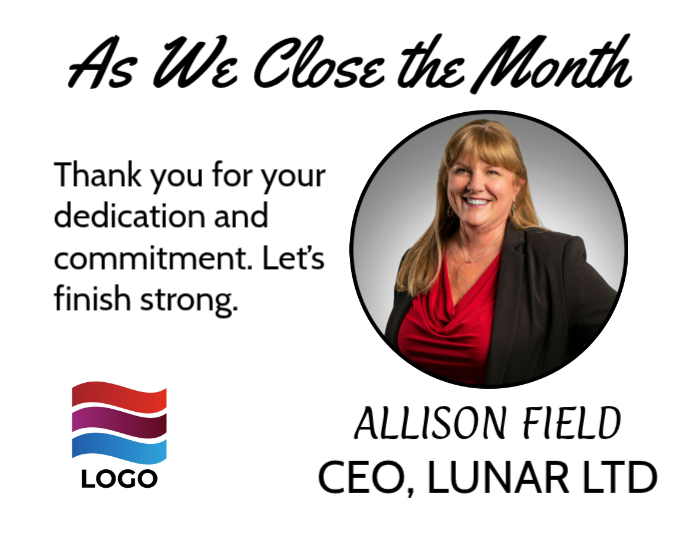 Plantilla de End of Month Week CEO Message New Month Quote Business ...