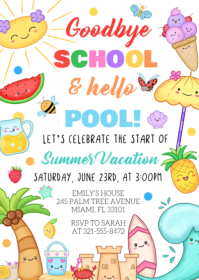 End of School Party Invitation A6 template
