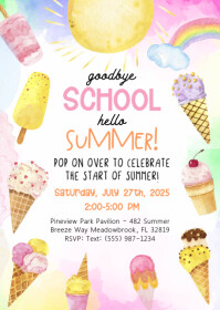 End of School Party Invitation A6 template