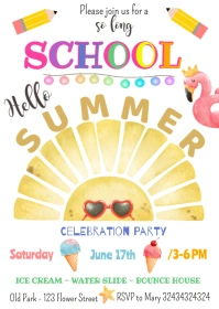 End of School Party Invitation A6 template