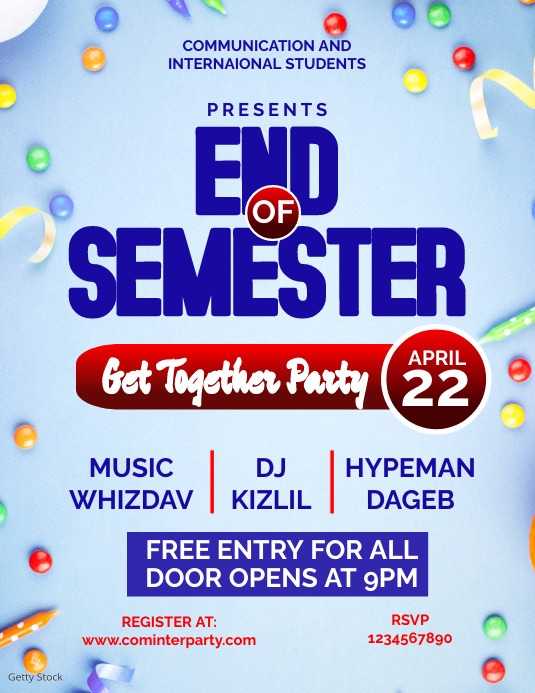 End of Semester Party Flyer Template | PosterMyWall