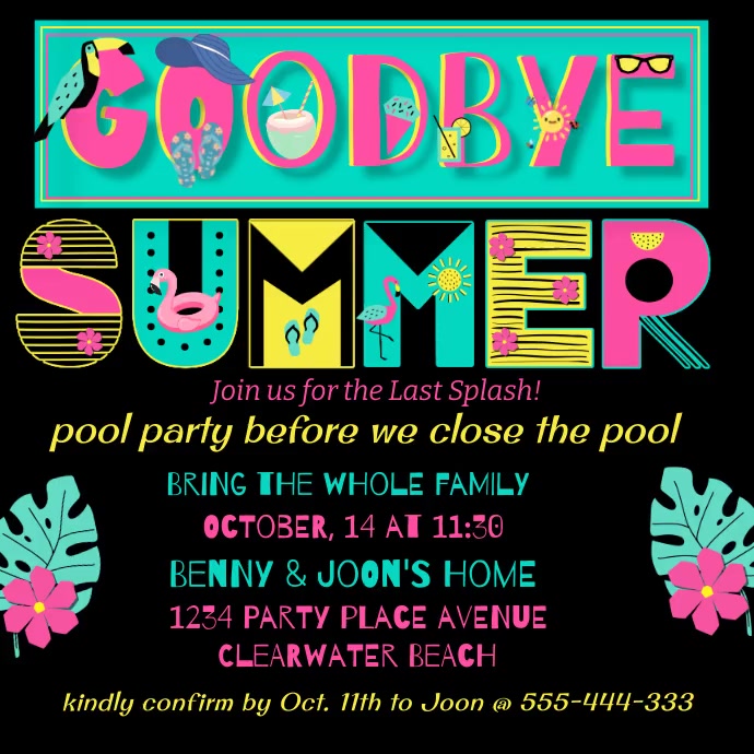 End of Summer Party Invitation Publicação no Instagram template