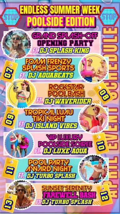 Endless Summer Week Poolside Edition Template | PosterMyWall