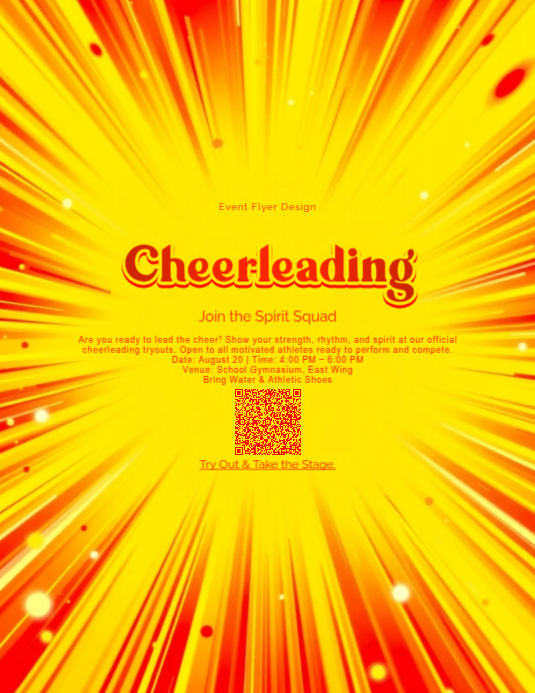 Energetic Pop Art Cheerleading Tryouts Flyer Template-Vorlage ...